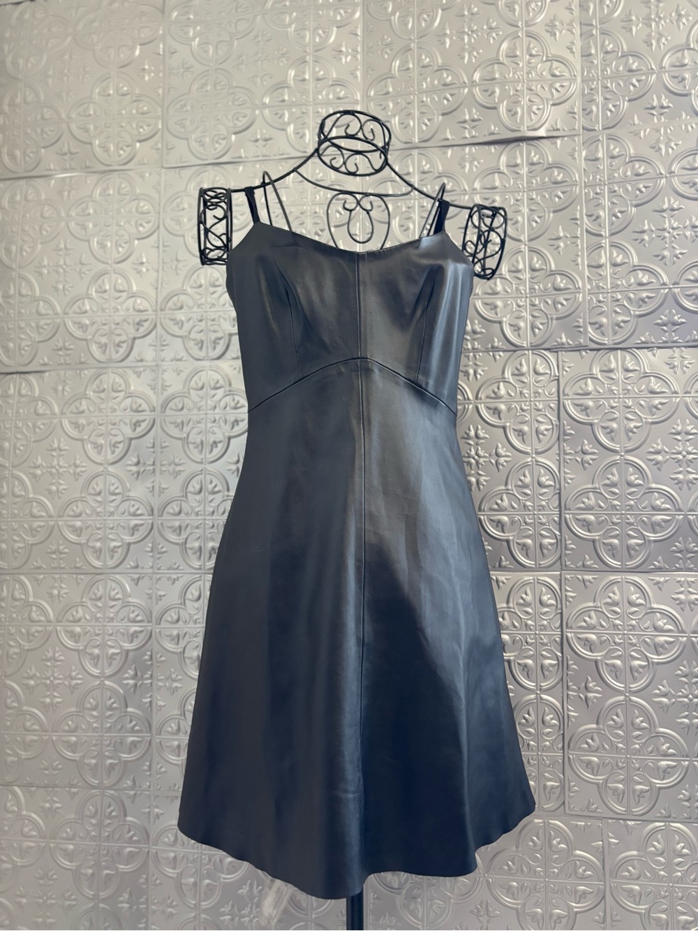 Dolls Kill Current Mood Mini Dress Black FAUX vegan Leather ZIP xs goth biker